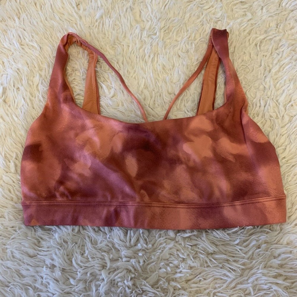 Athleta Sports Bra Orange Red Tie Dye Racerback Small